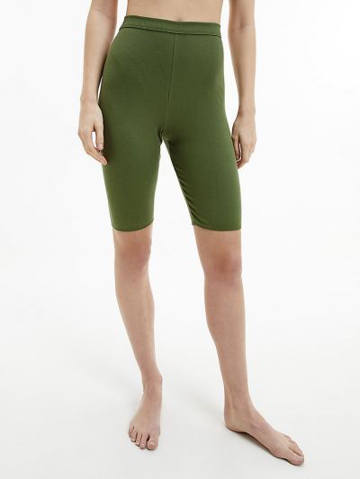 Calvin Klein Ruhák HU000165 | Calvin Klein Ribbed Lounge Cycle Női Rövidnadrág Szürke / Zöld